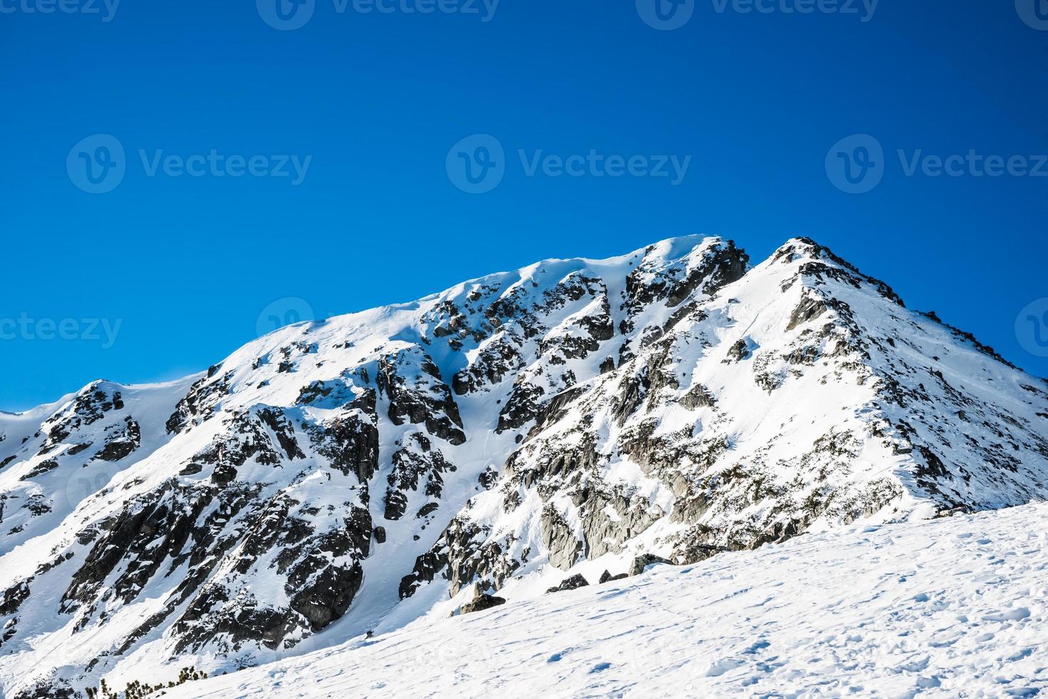 paisagem de inverno das montanhas cobertas de neve pirin foto