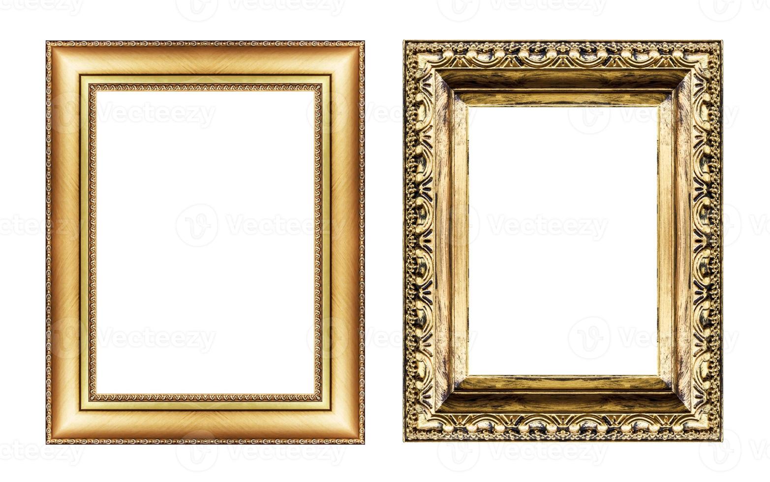conjunto de moldura dourada vintage, espaço em branco isolado no branco foto