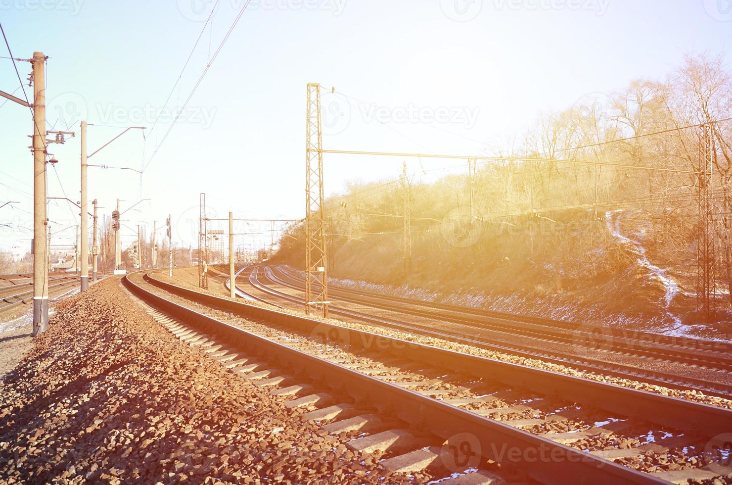 paisagem ferroviária de inverno foto