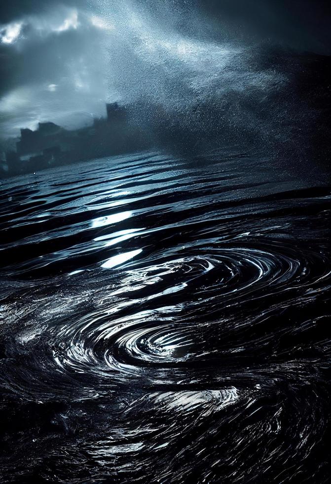 um vórtice de água, água escura, tempestade, horror, assustador foto