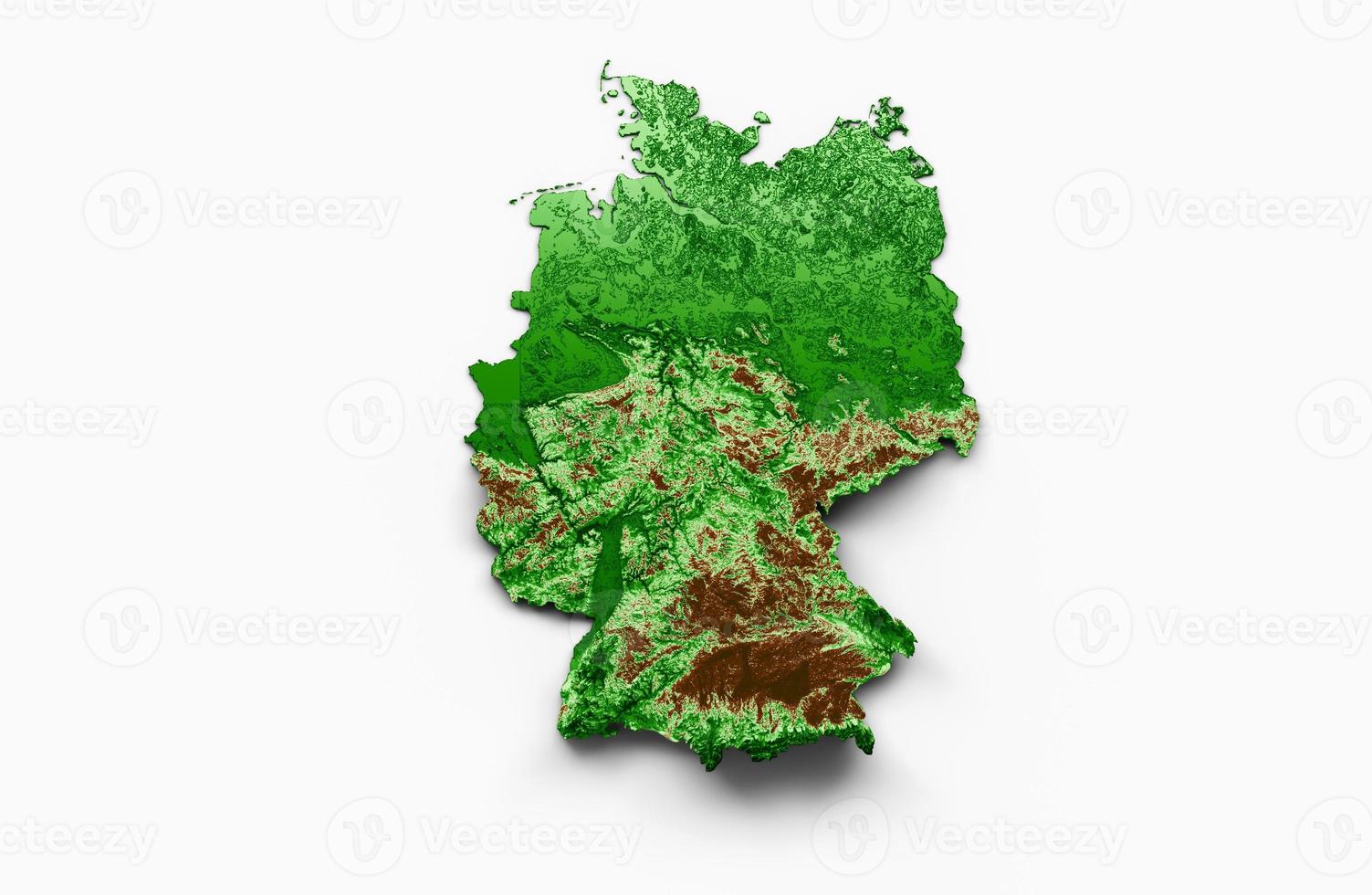 alemanha mapa topográfico 3d mapa realista cor ilustração 3d foto