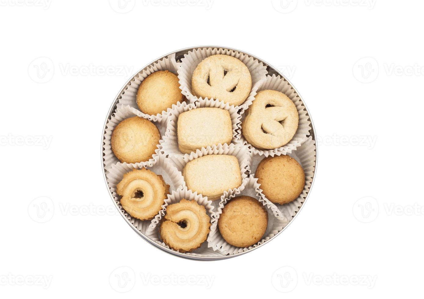 caixa redonda com biscoitos foto
