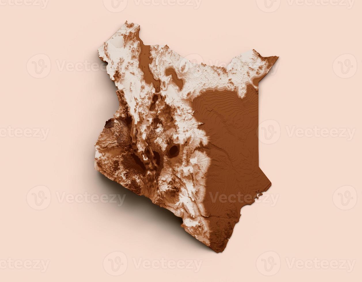 mapa do Quênia em estilo antigo, gráficos marrons em estilo vintage estilo retrô. alta ilustração 3d detalhada foto