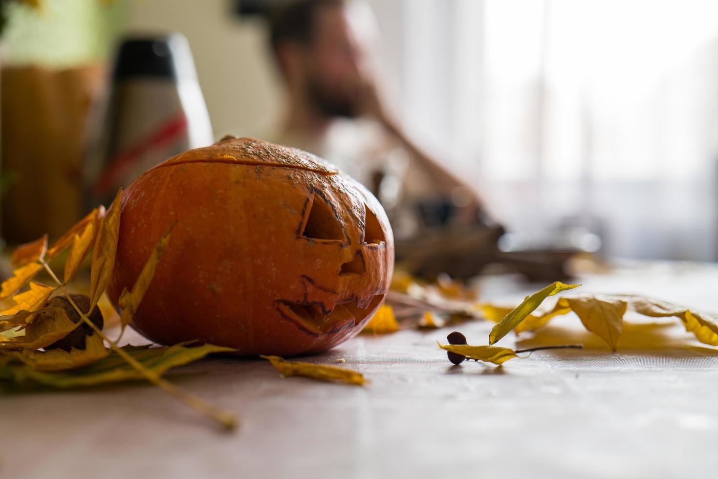 jack de cabeça de abóbora de halloween foto