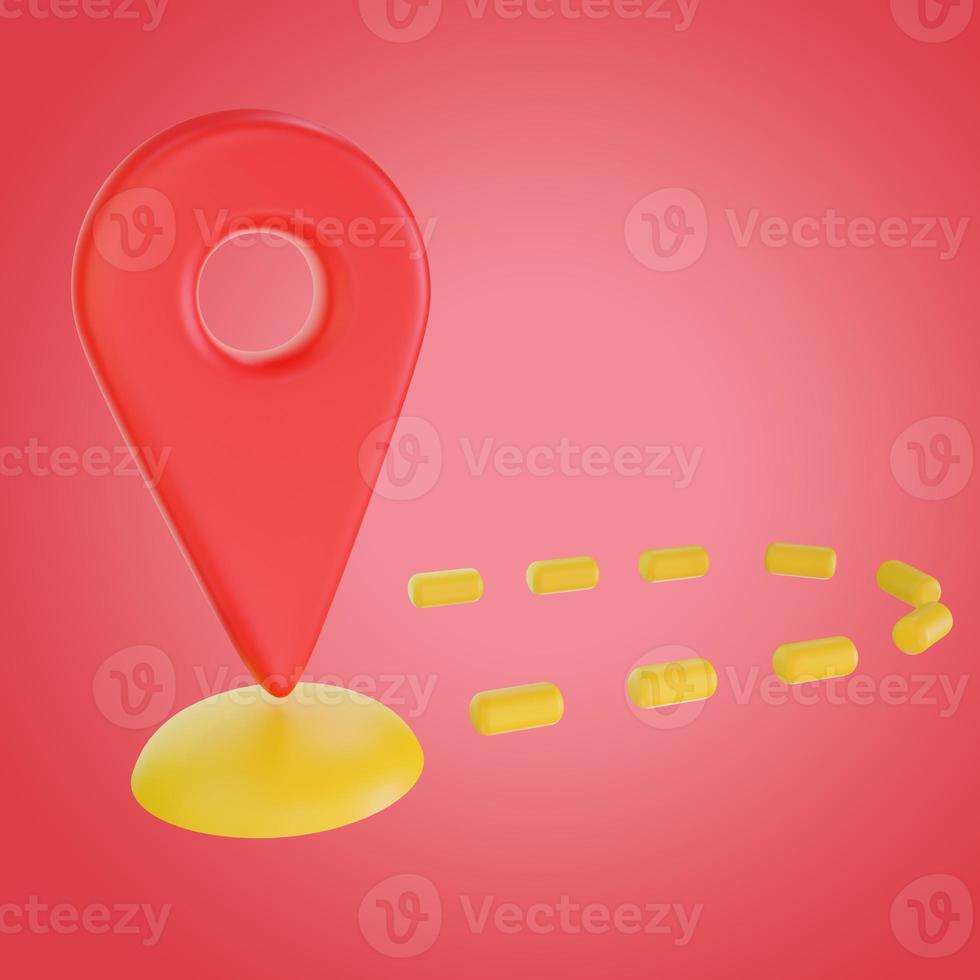 ilustração 3d vermelha de ícone de localização foto