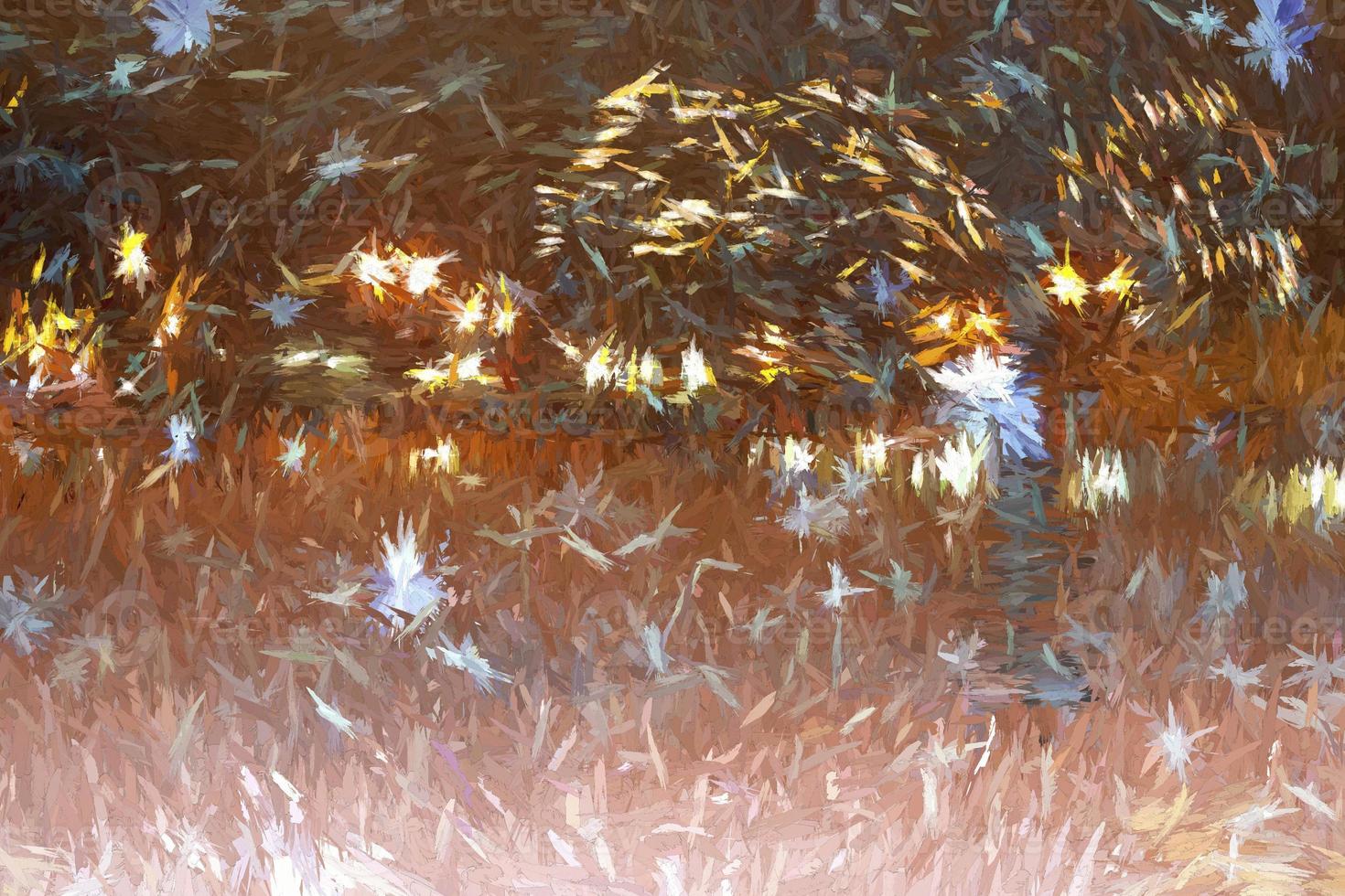 ilustração digital luzes amarelas no fundo da cena de neve foto