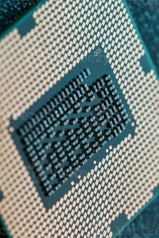 close-up do processador de chip cpu. foco seletivo foto