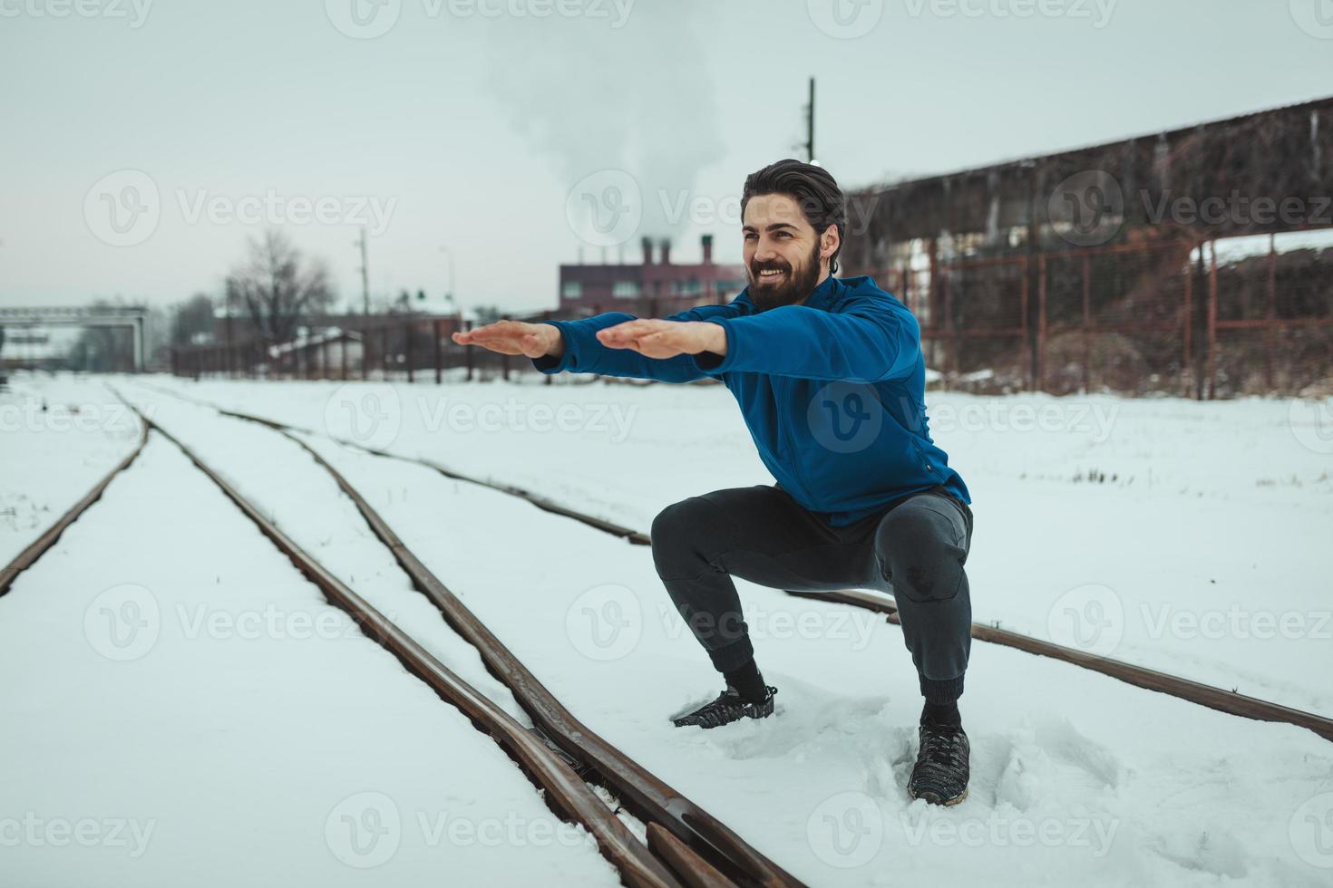 treino em um dia de inverno foto