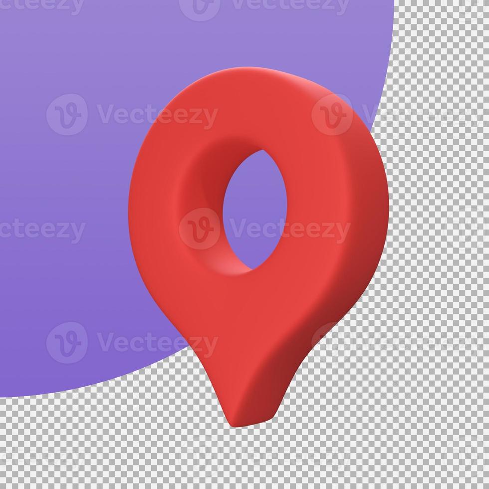 pino vermelho para apontar o destino no mapa. Ilustração 3D com traçado de recorte. foto