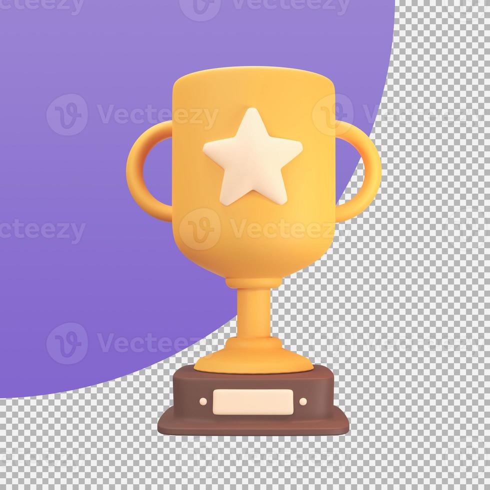 prêmios de troféu de ouro para vencedores do conceito de sucesso de eventos esportivos. Ilustração 3D com traçado de recorte. foto