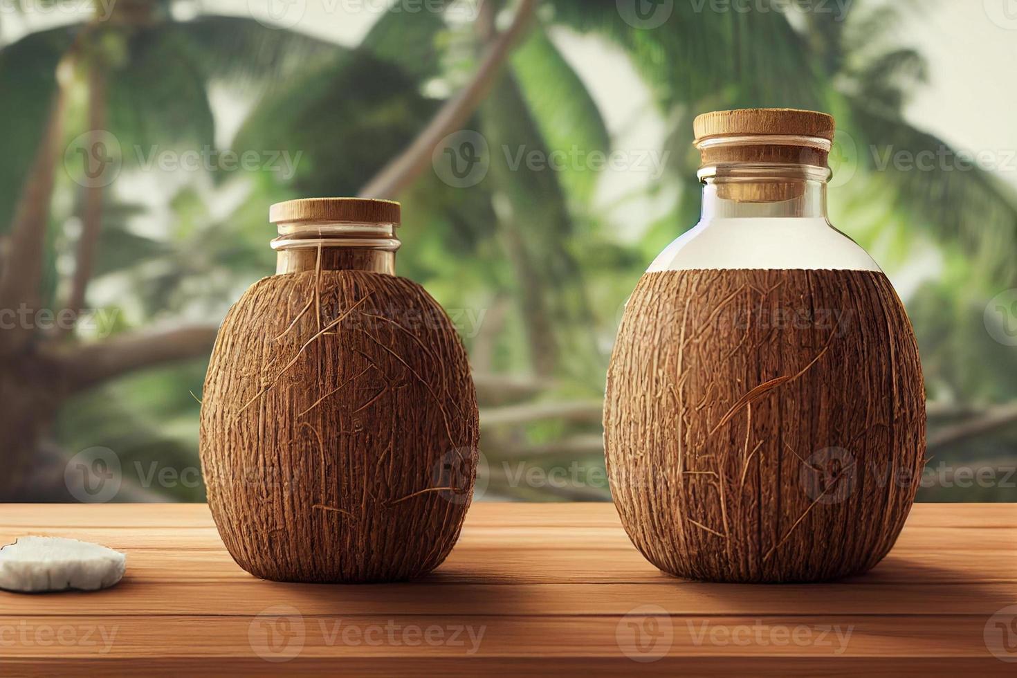 óleo de coco, ambiente tropical, saúde, bem-estar, spa. foto