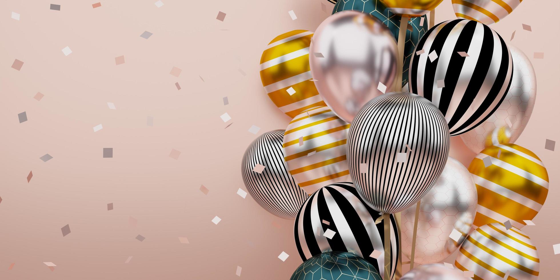 festa de fundo de balões pastel feliz ano novo e ilustração 3d de natal foto