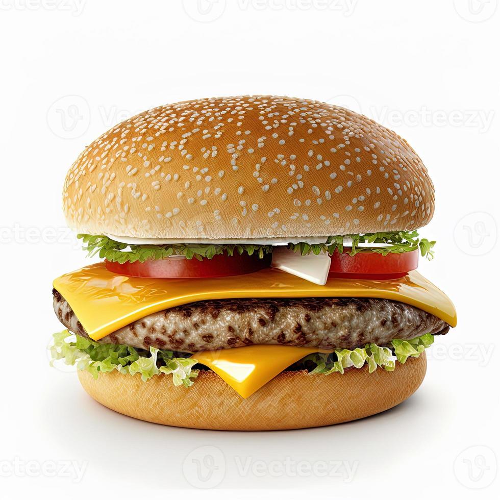 cheeseburger em fundo branco isolado foto