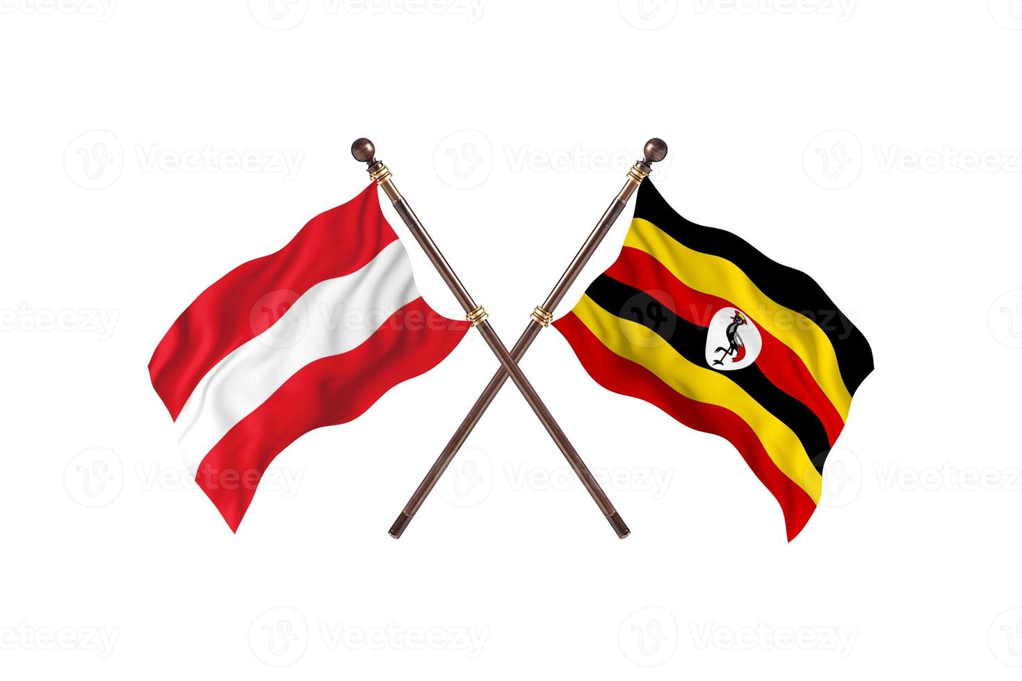 Áustria contra uganda duas bandeiras de país foto
