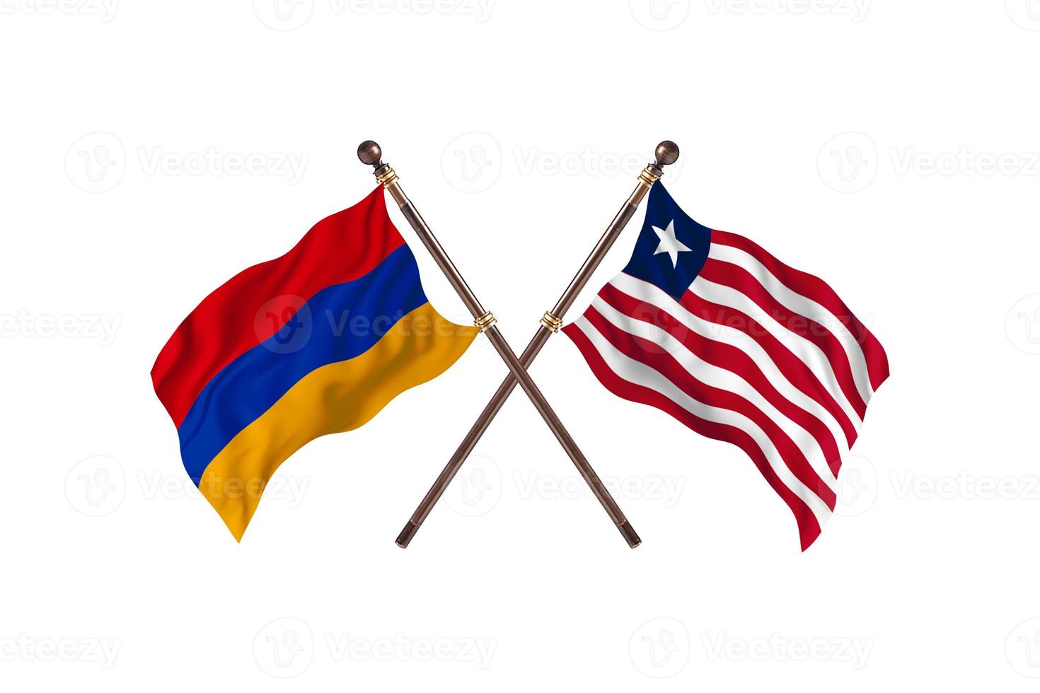 Armênia contra a Libéria duas bandeiras de país foto