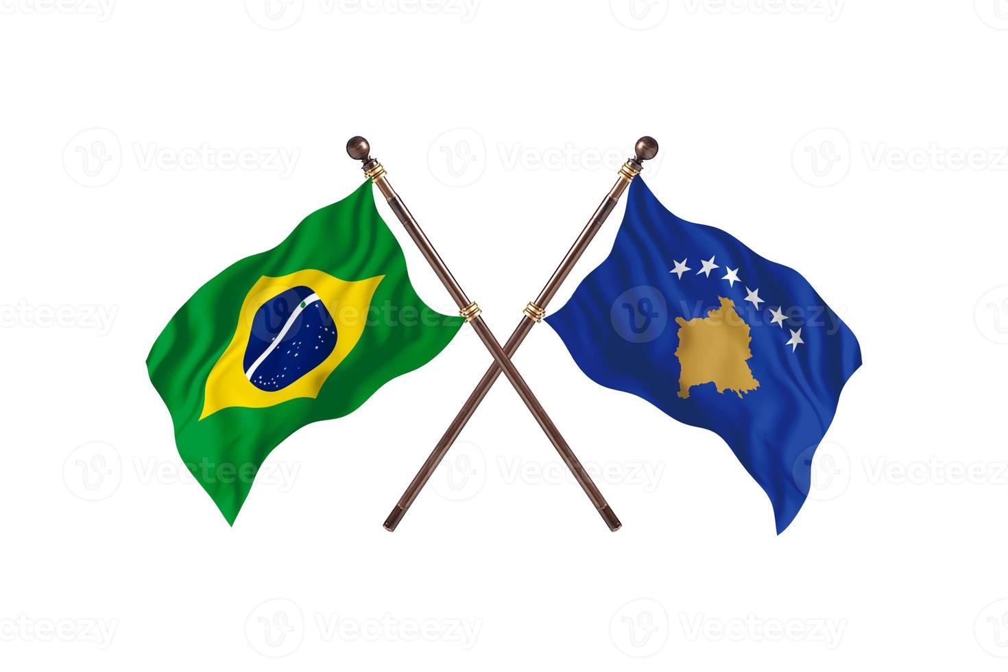 Brasil contra Kosovo duas bandeiras de país foto