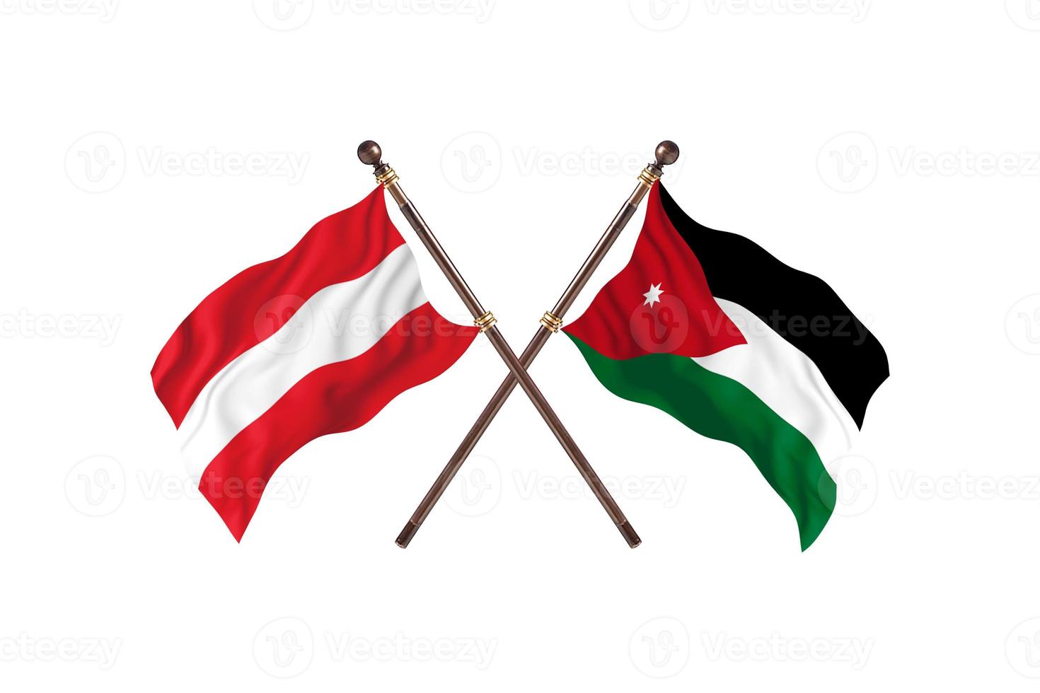Áustria contra a Jordânia duas bandeiras de país foto