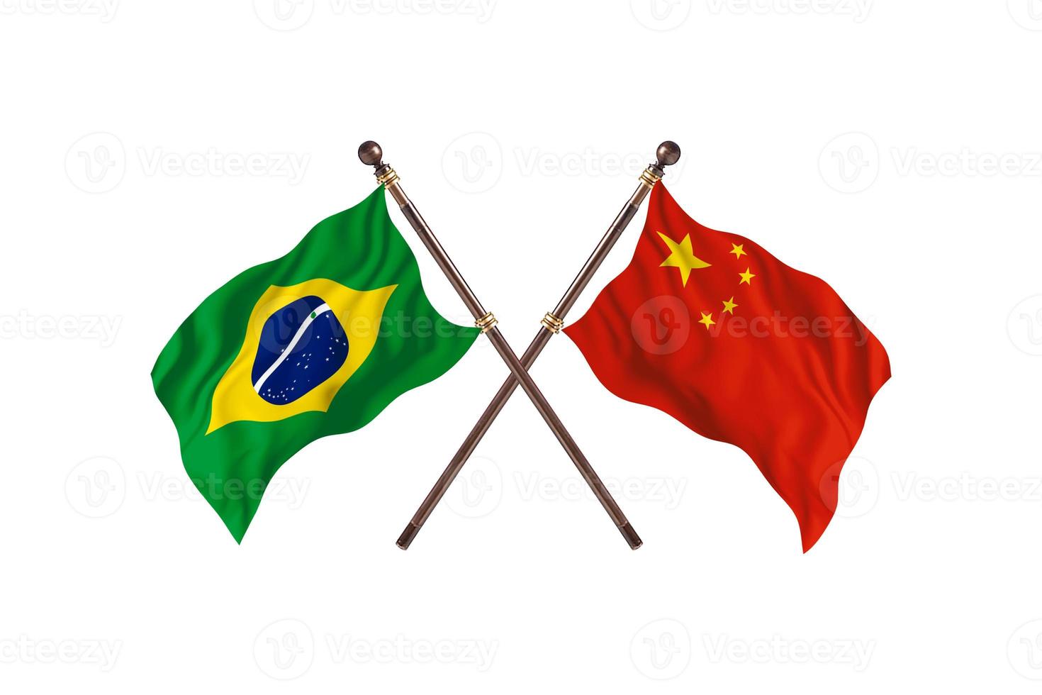 Brasil contra China duas bandeiras de país foto