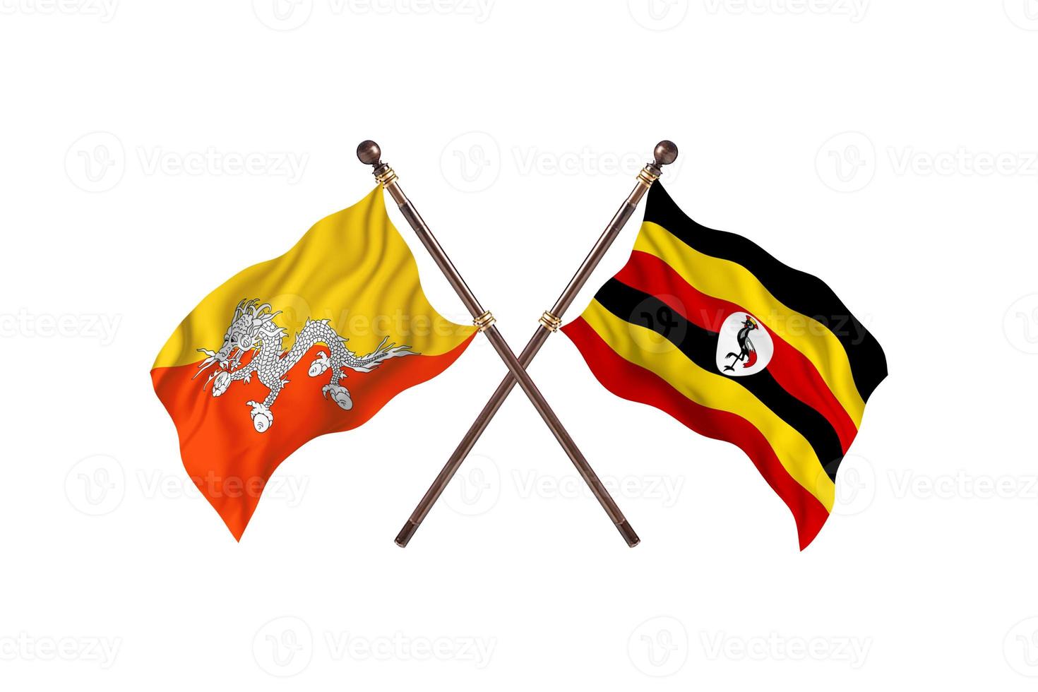 Butão contra uganda duas bandeiras de país foto