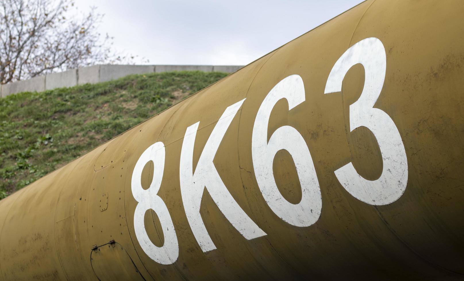 míssil balístico r12, 8k63. míssil de médio alcance com uma carga nuclear potencial de 1 megaton. sandália ss-4. irbm à base de solo de estágio único líquido soviético. foto