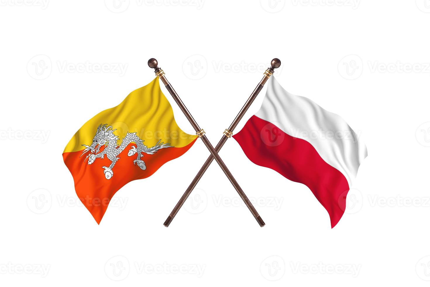Butão contra Polônia duas bandeiras de país foto
