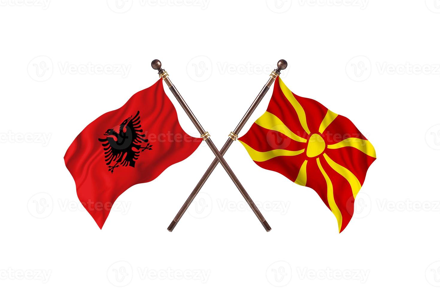 Albânia versus Macedônia duas bandeiras de país foto