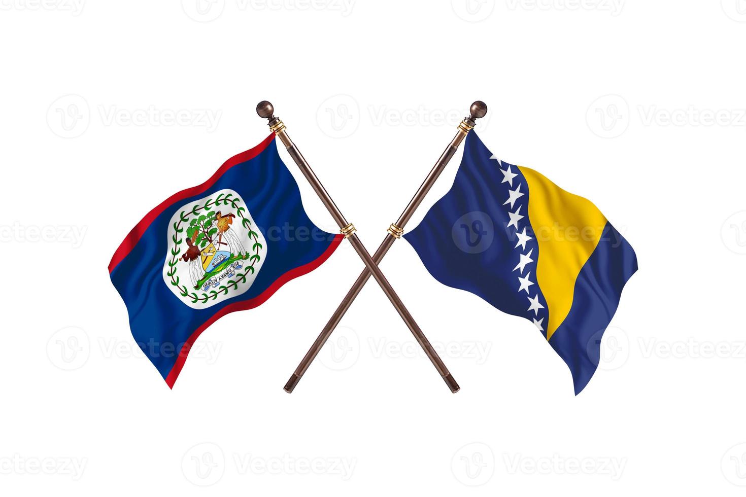 belize contra bósnia e herzegovina duas bandeiras de país foto