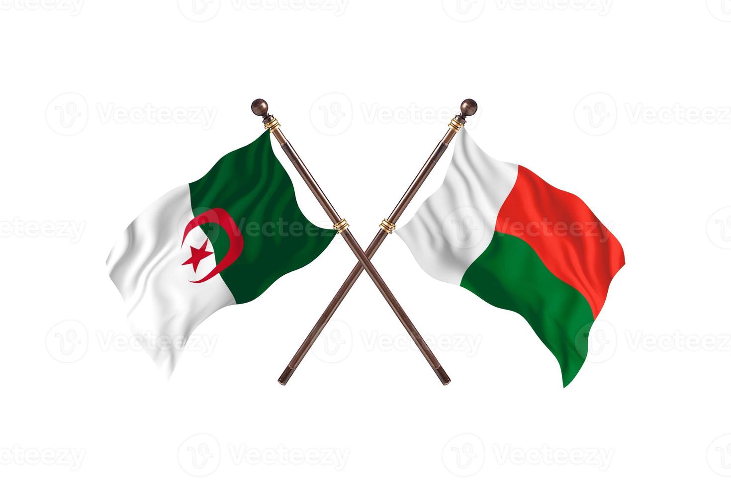 argélia contra madagascar duas bandeiras de país foto