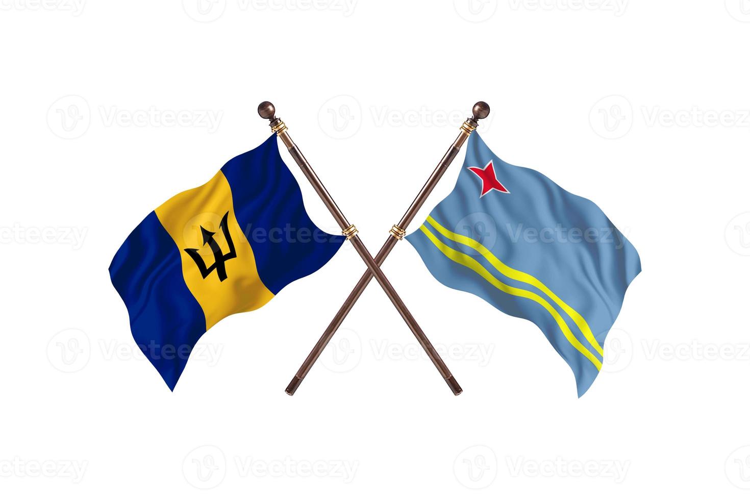 barbados contra aruba duas bandeiras de país foto