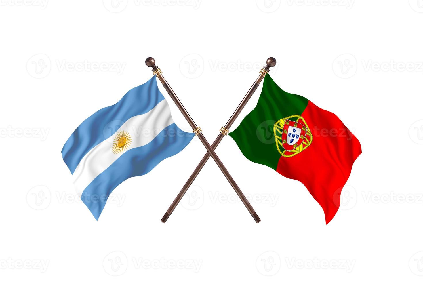 argentina contra portugal duas bandeiras de país foto