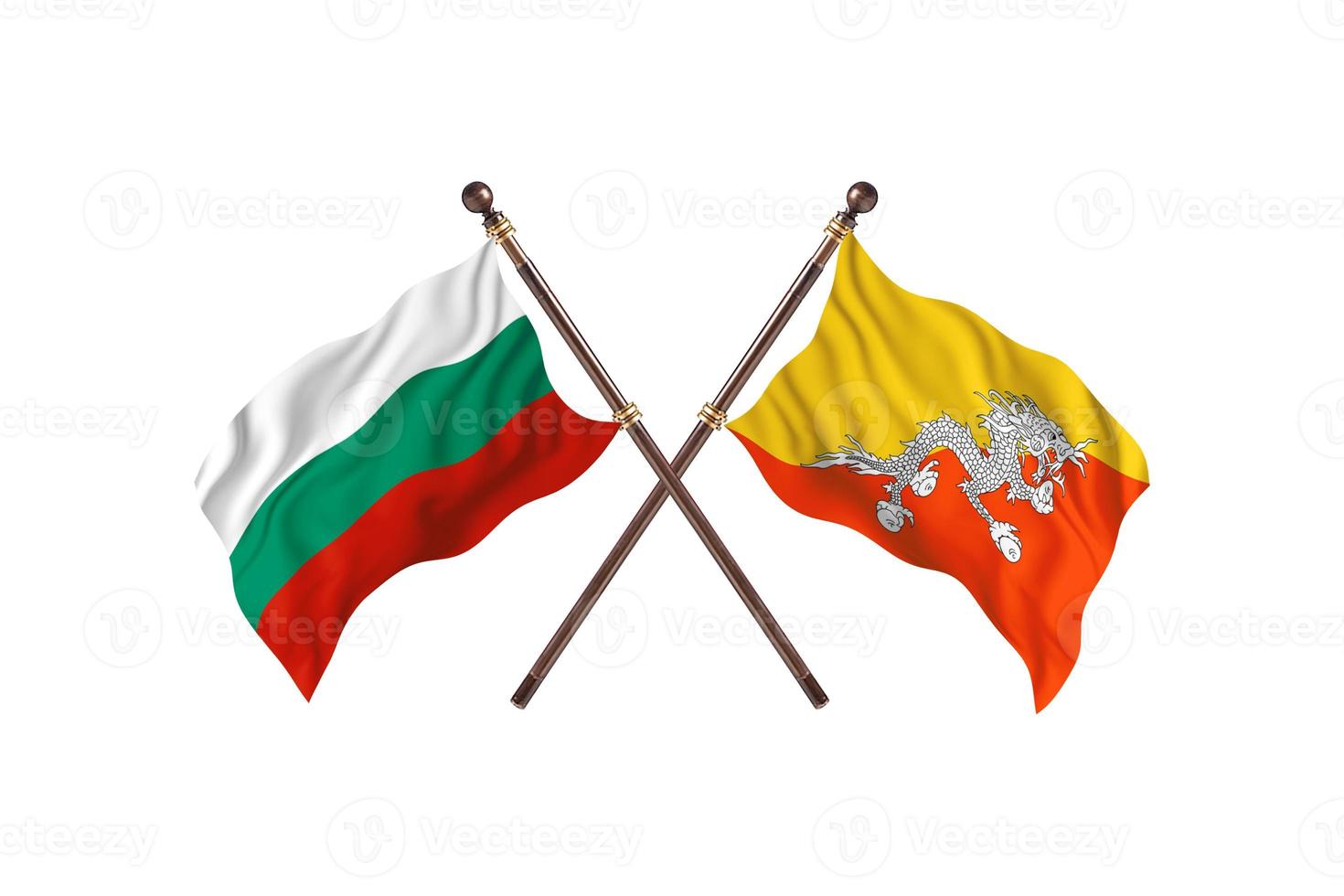 Bulgária contra Butão duas bandeiras de país foto