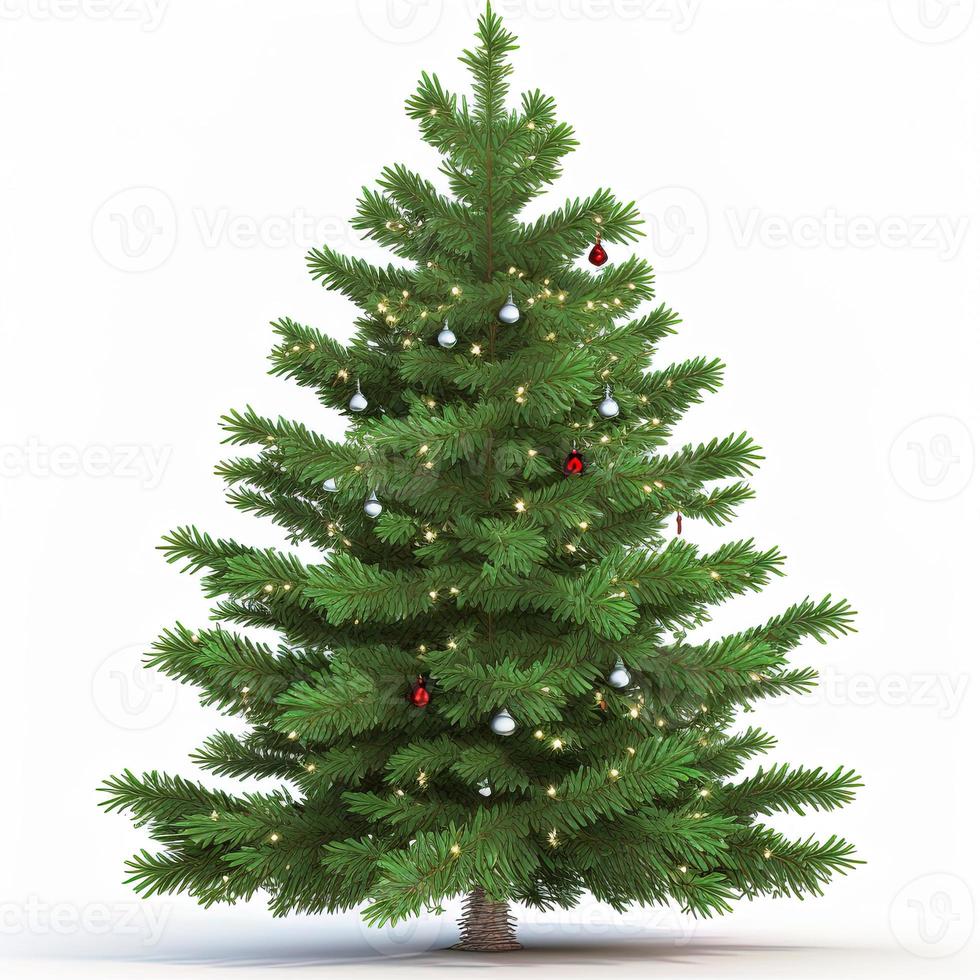 árvore de Natal 3D em fundo branco isolado. feriado, celebração, dezembro, feliz natal foto