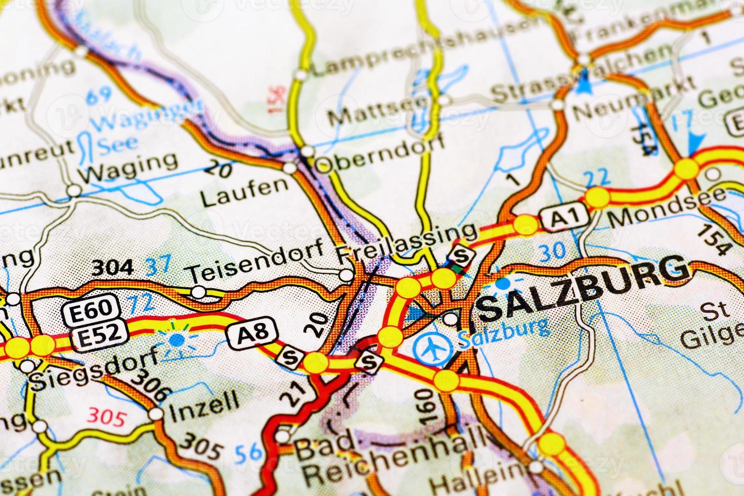área de Salzburg em um mapa foto