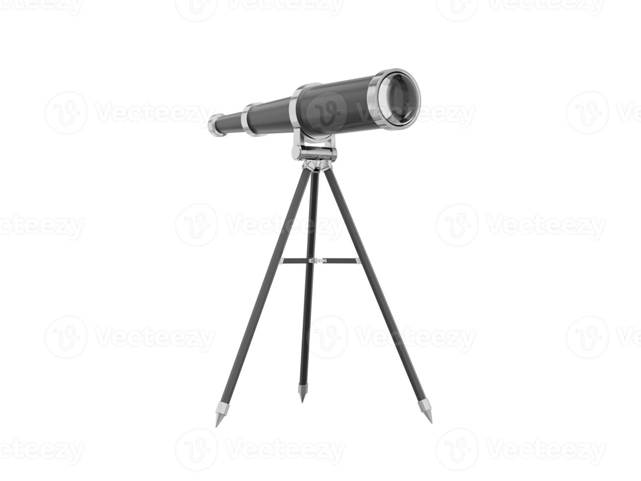 telescópio preto realista. renderização 3D. ícone em fundo branco. foto