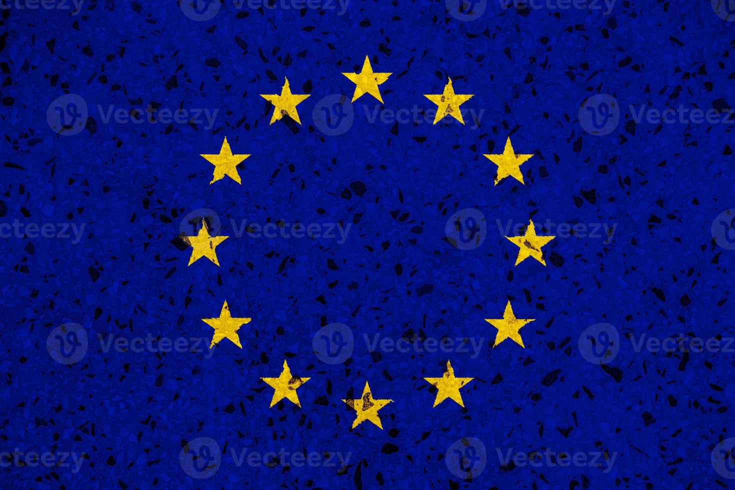 bandeira da União Europeia em um plano de fundo texturizado. colagem de conceito. foto