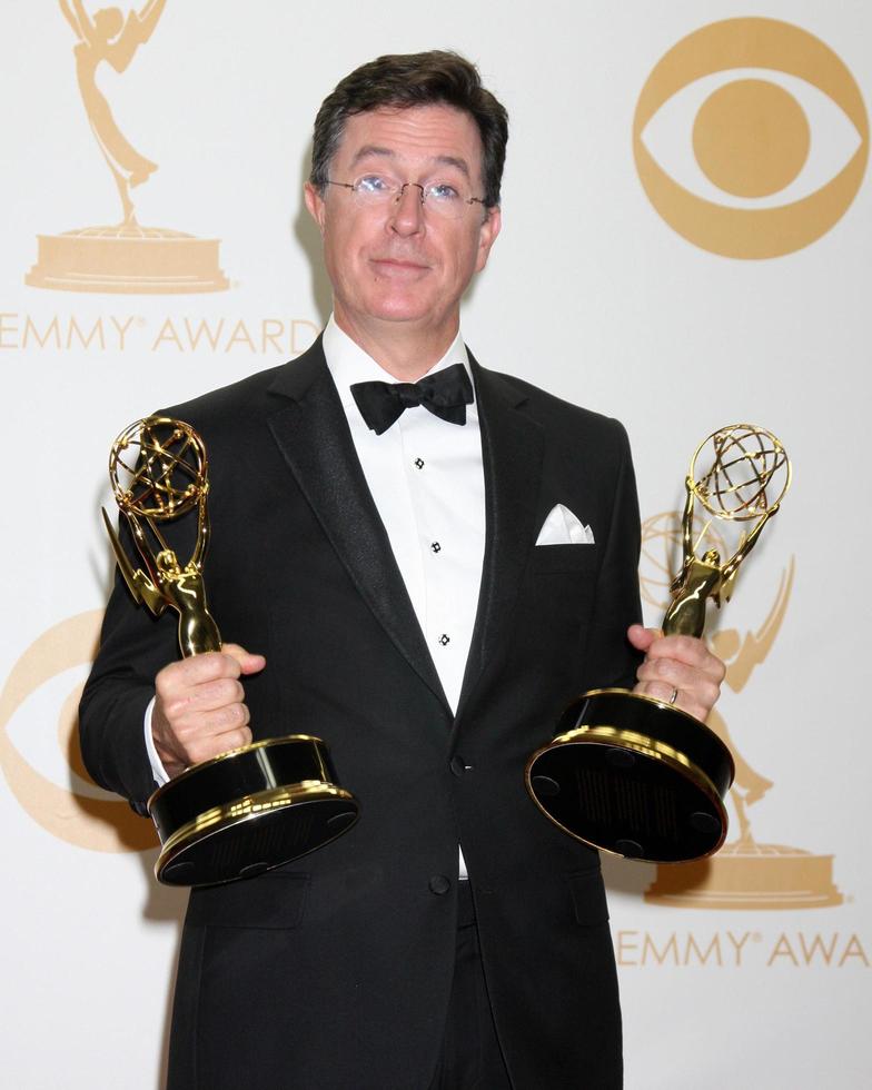 los angeles, 22 de setembro - stephen colbert no 65º emmy awards, sala de imprensa no nokia theater em 22 de setembro de 2013 em los angeles, ca foto