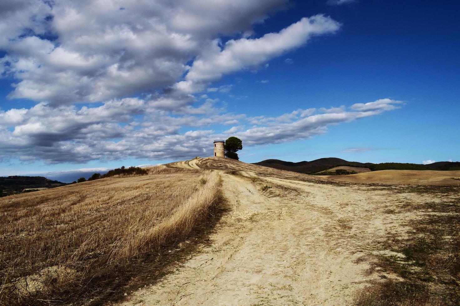 campo marrom sob céu azul e nuvens brancas durante o dia foto