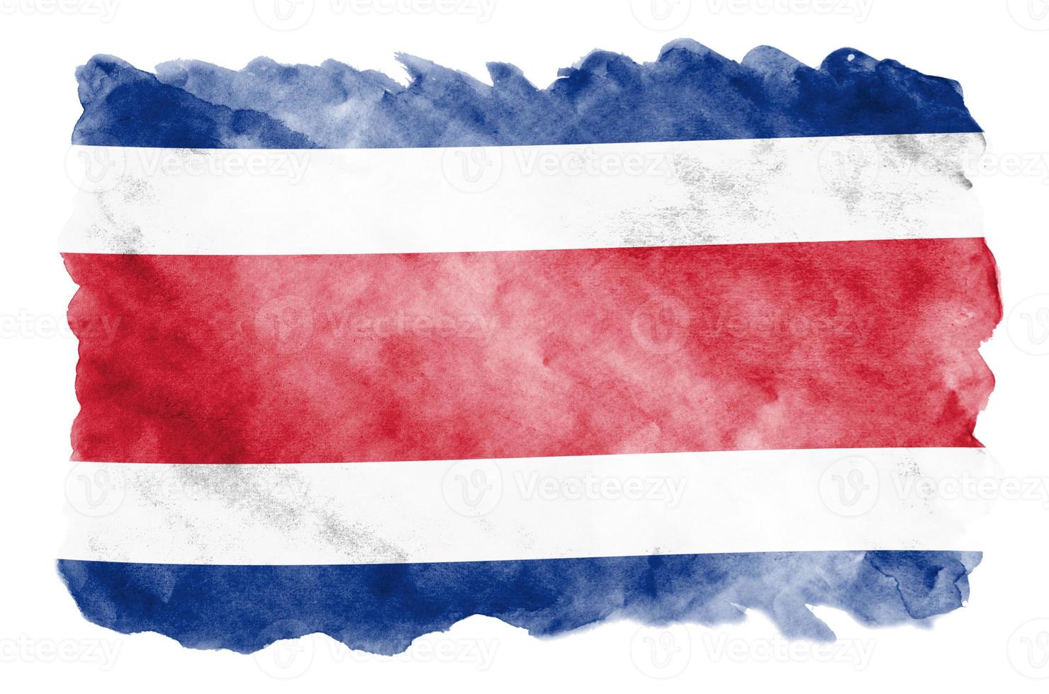 bandeira da costa rica é retratada em estilo aquarela líquido isolado no fundo branco foto