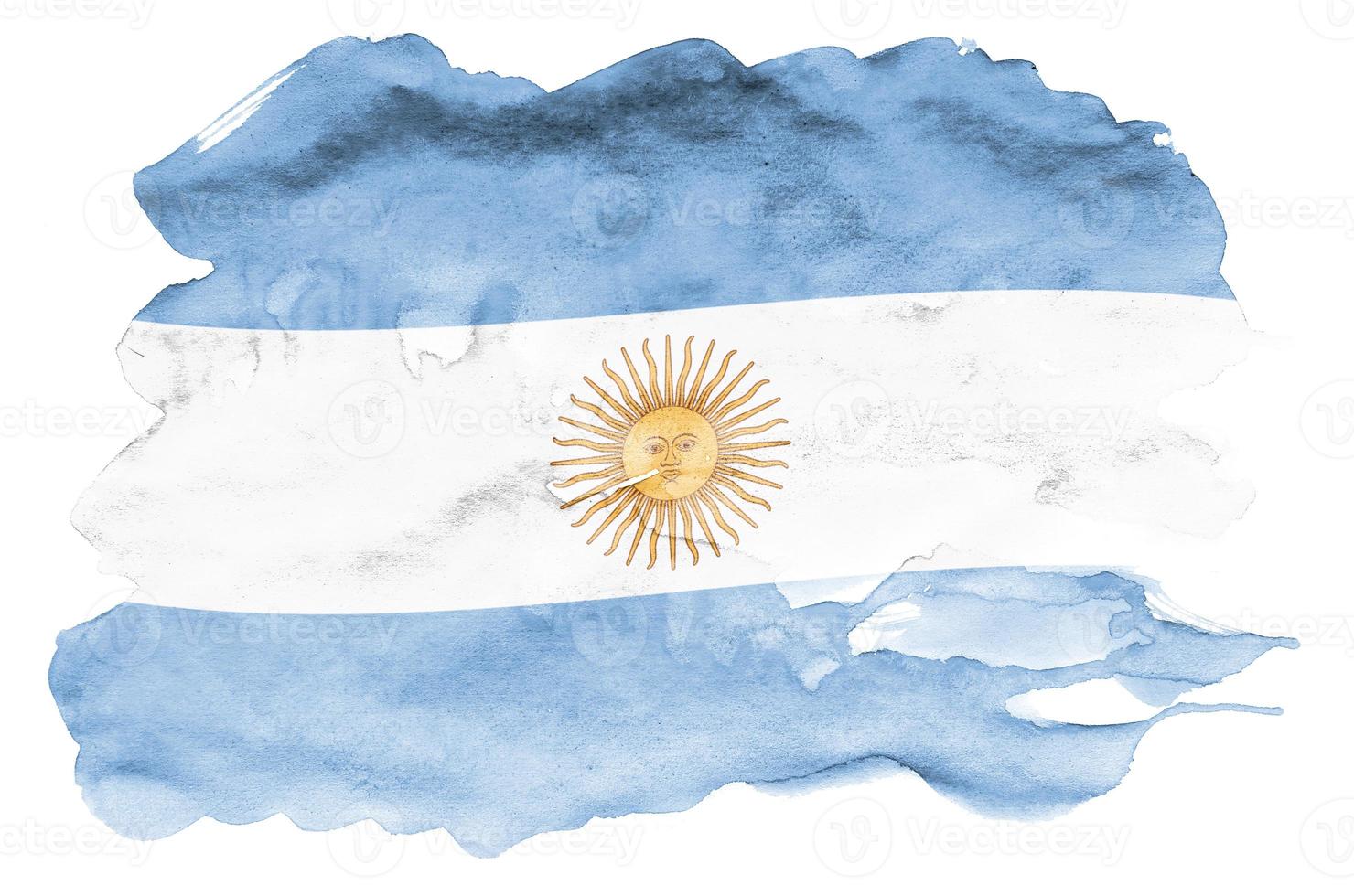 bandeira argentina é retratada em estilo aquarela líquido isolado no fundo branco foto