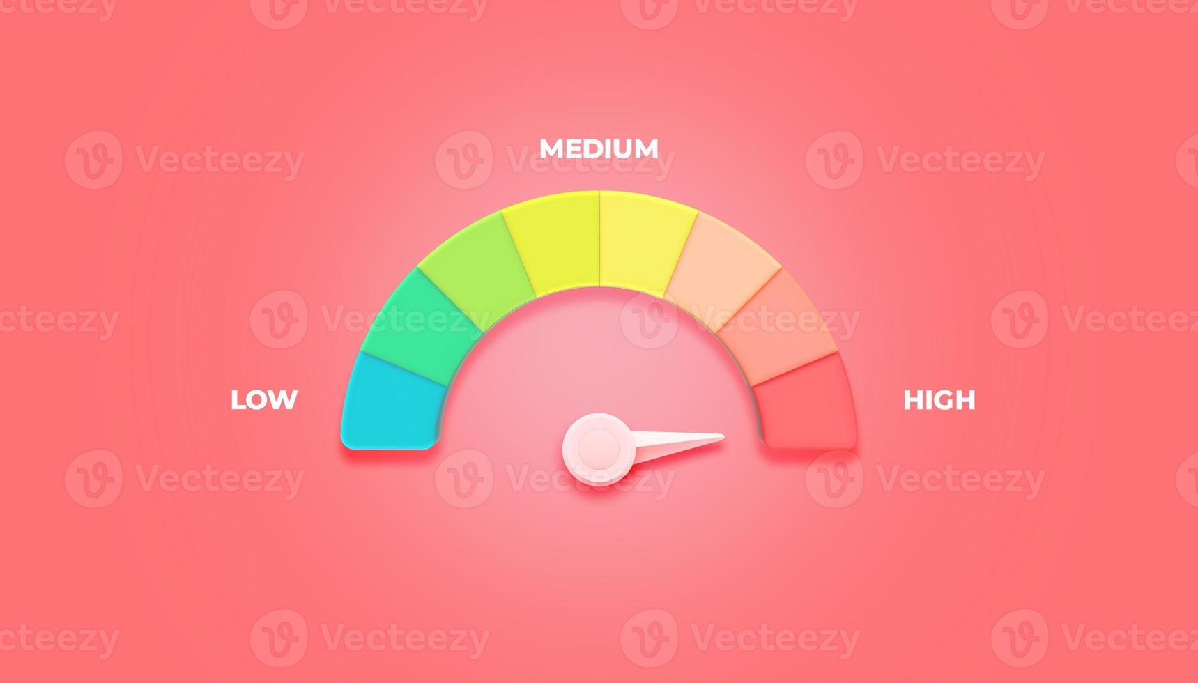 gerenciamento de risco, escala de ponto de seta velocidade alto status ícone do velocímetro vermelho desempenho, níveis de risco de classificação de ponteiro, medidor, tacômetro em fundo vermelho. foto