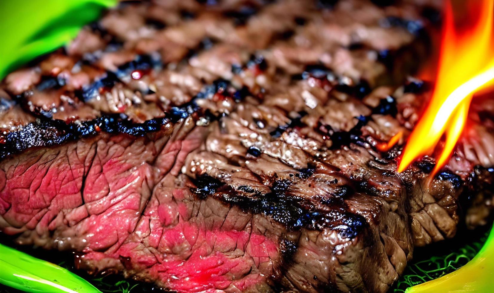 gourmet fresco delicioso grelhado na grelha com chamas. foto