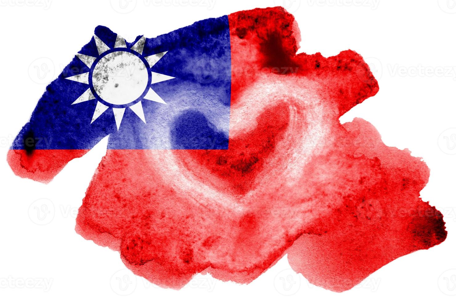 bandeira de taiwan é retratada em estilo aquarela líquido isolado no fundo branco foto