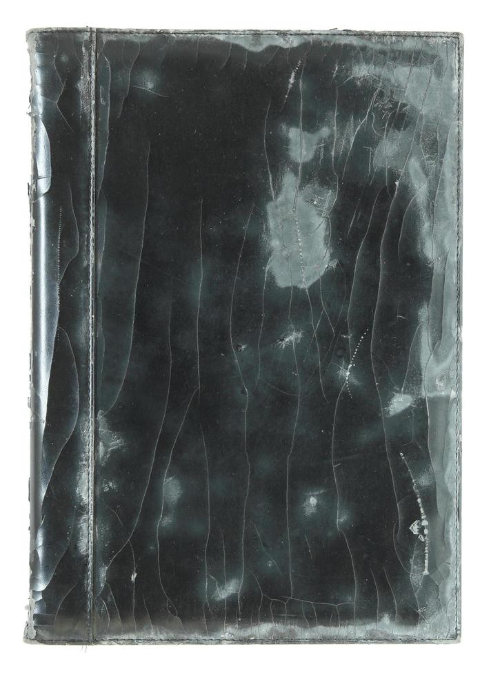 capa de livro de couro velha isolada em branco foto