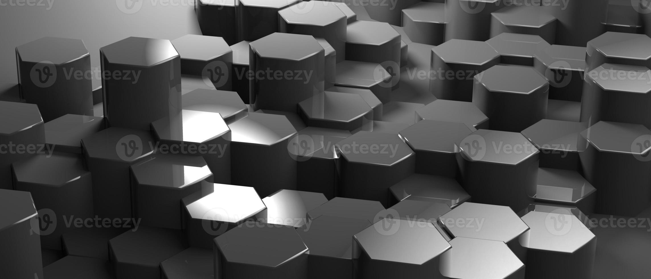 superfície futurista com hexágonos. fundo de ficção científica renderização 3d geométrica hexagonal foto