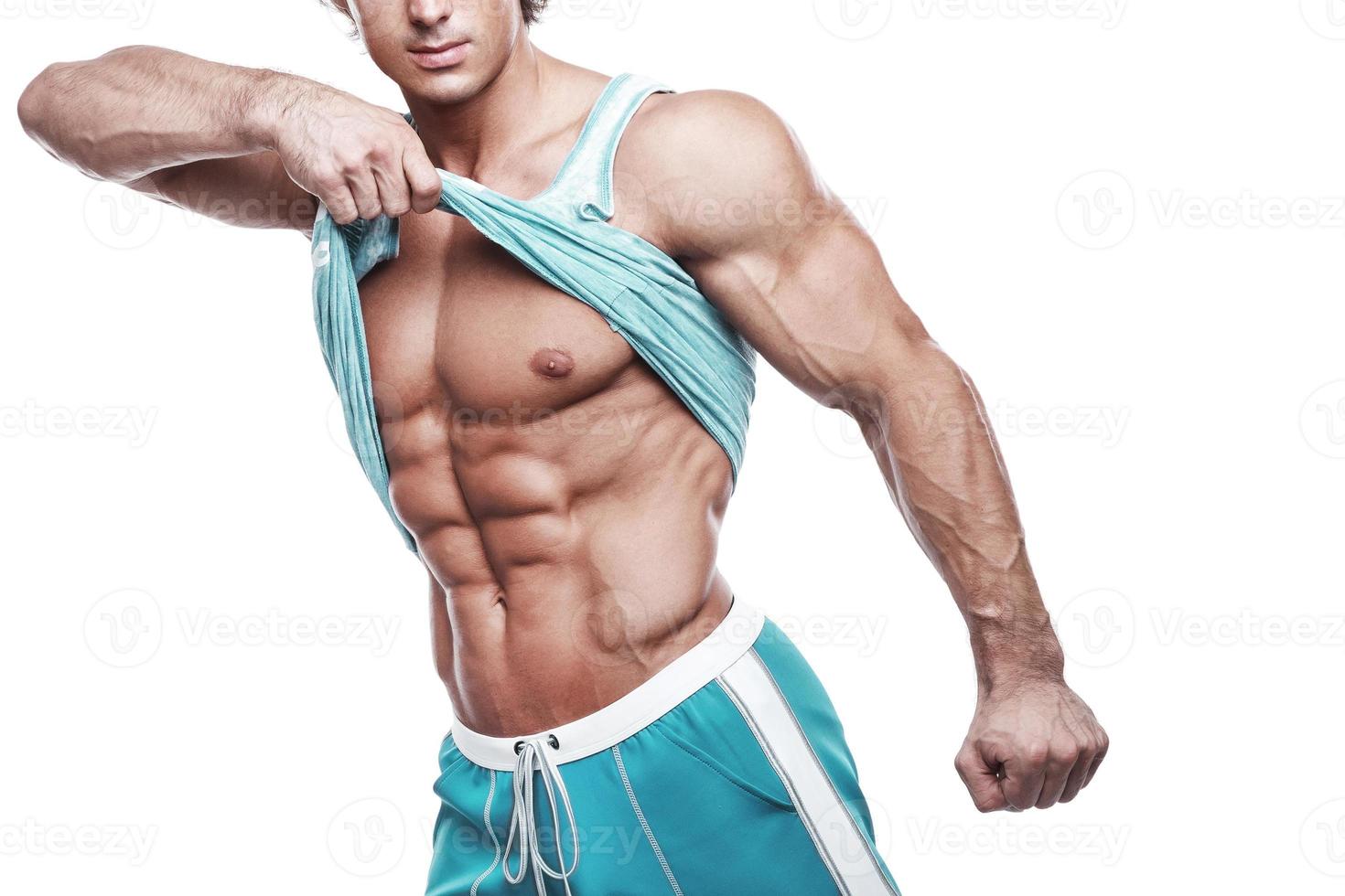torso masculino desfiado com peito musculoso e abdominais foto