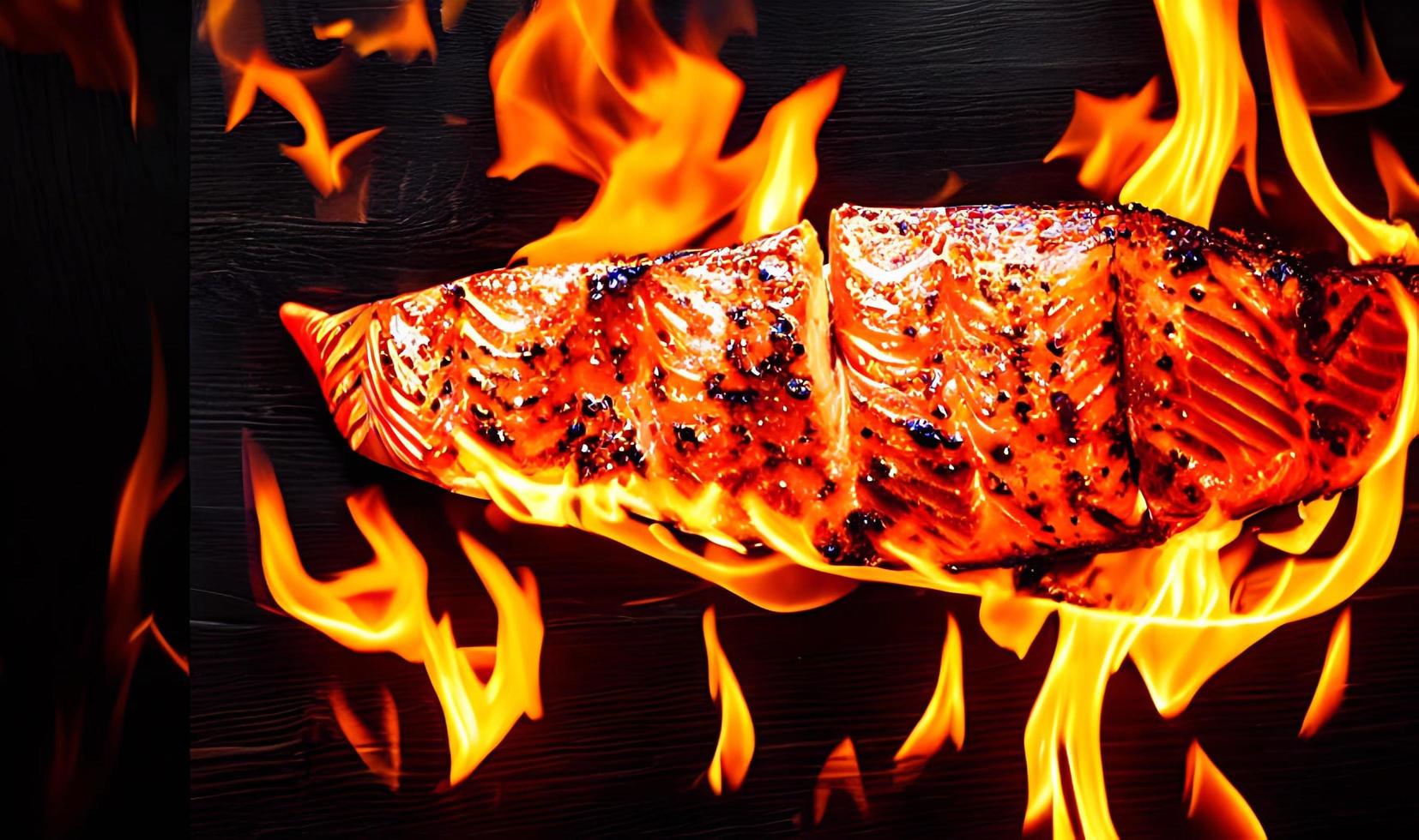 salmão grelhado. salmão assado de comida saudável. prato de peixe quente. foto