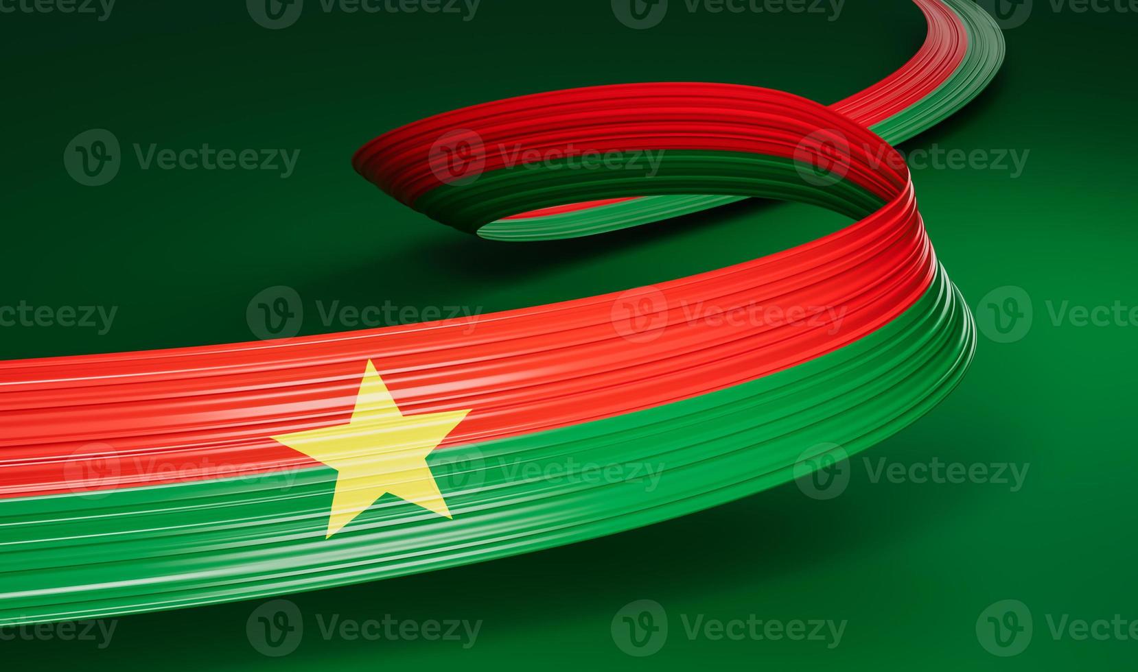acenando a bandeira da fita de burkina faso. ilustração 3d do banner do dia da independência foto