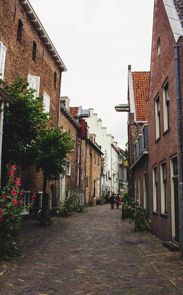 bélgica, 2020 - edifícios alinhados em um beco de paralelepípedos foto