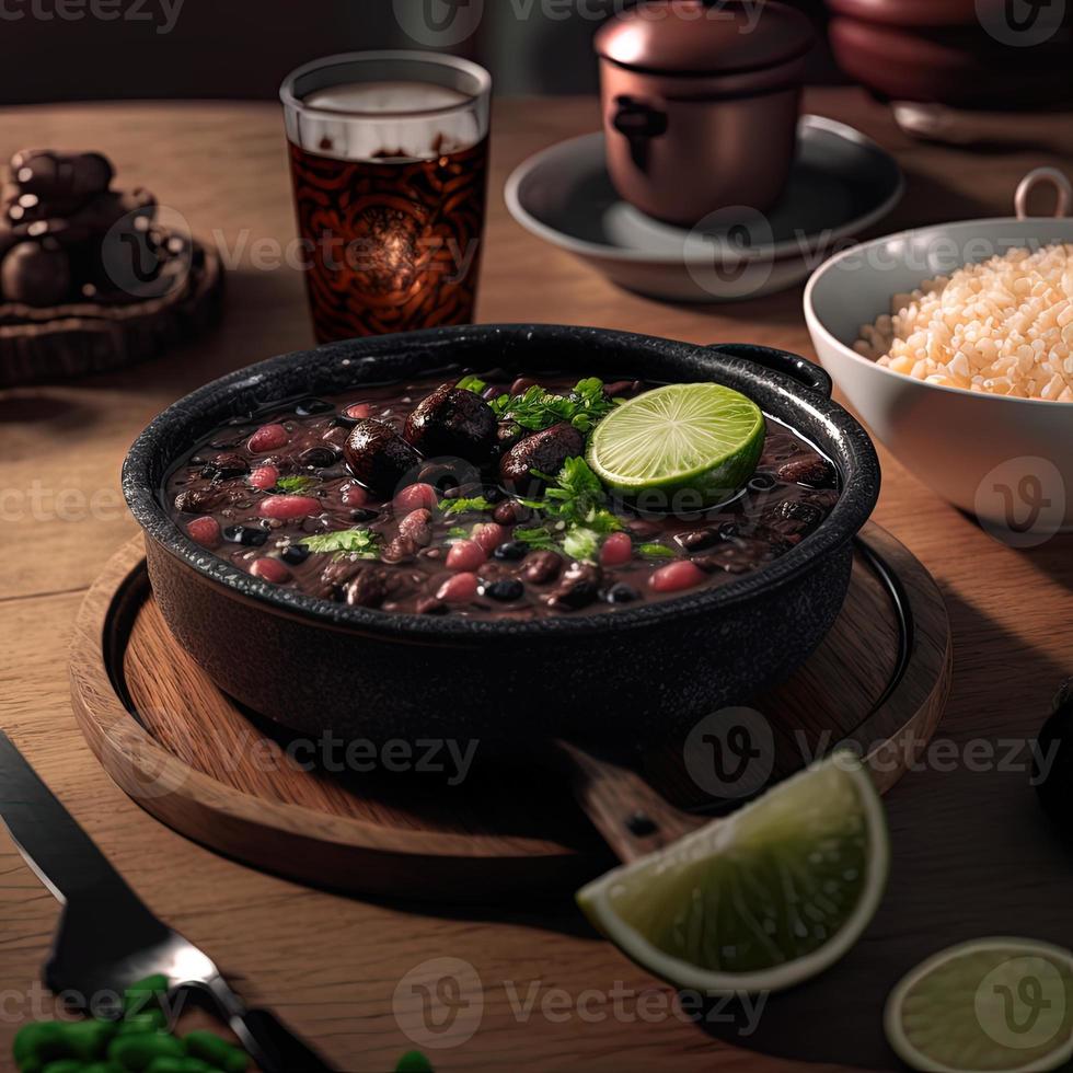 deliciosa comida brasileira de feijoada foto