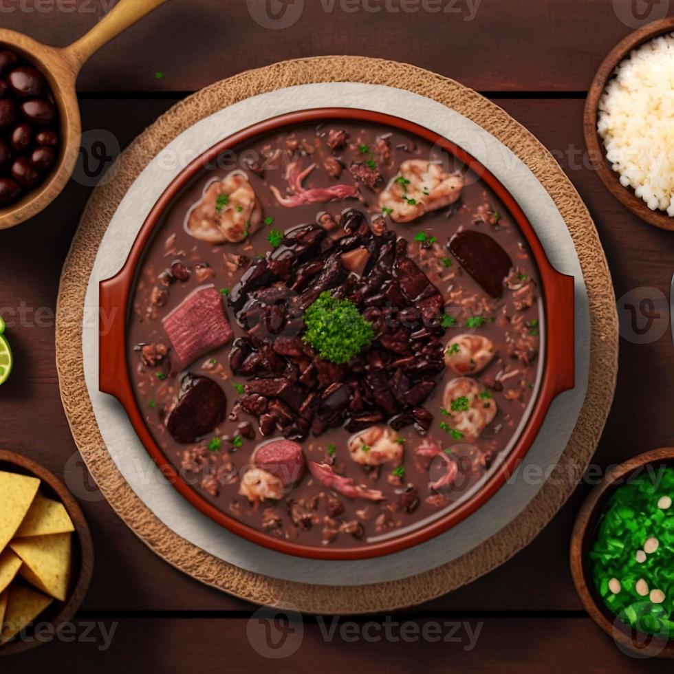 deliciosa comida brasileira de feijoada foto